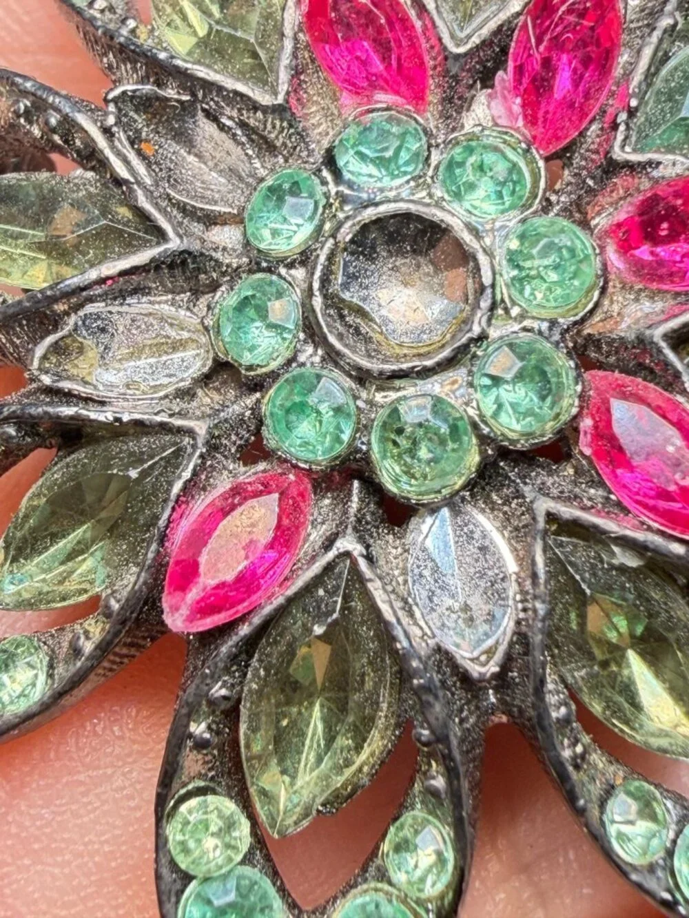Vintage Rhinestone Flower Brooch Repair Lot Set of 3 Upcycle Craft Jewelry